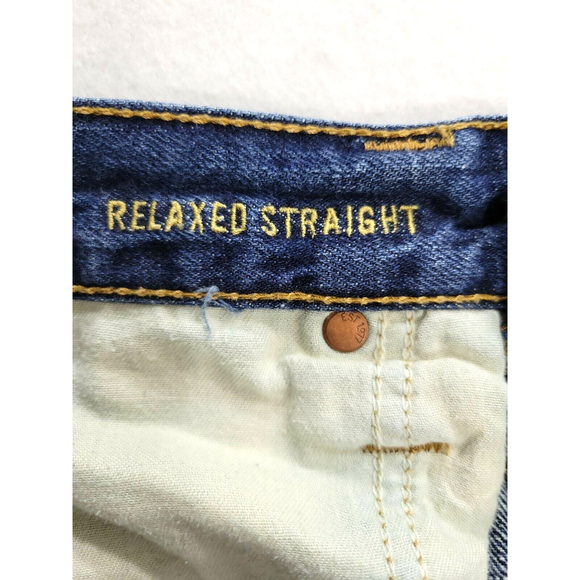 American Eagle Men's 34x30 Relaxed Straight Denim Blue Jeans - Picture 6 of 7